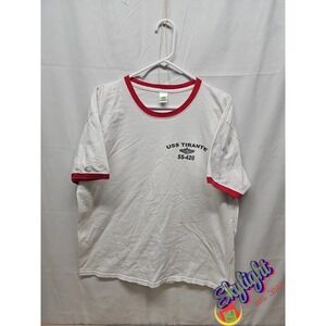 Cafepress Men White 1980s Vtg Military Us T‎ Shirt Navy Tirante Ringer Sz Reg Xl
